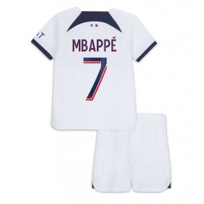 Paris Saint-Germain Kylian Mbappe #7 Koszulka Wyjazdowych Dziecięca 2023-24 Krótki Rękaw (+ Krótkie spodenki)
